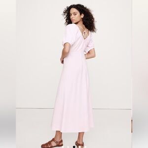 VISCOSE-LINEN DUPIONI RUCHED LONG MIDI DRESS